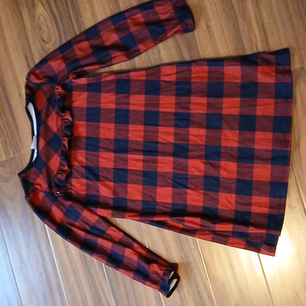 Christmas Plaid Long Sleeve Nightgown Girls Size 8